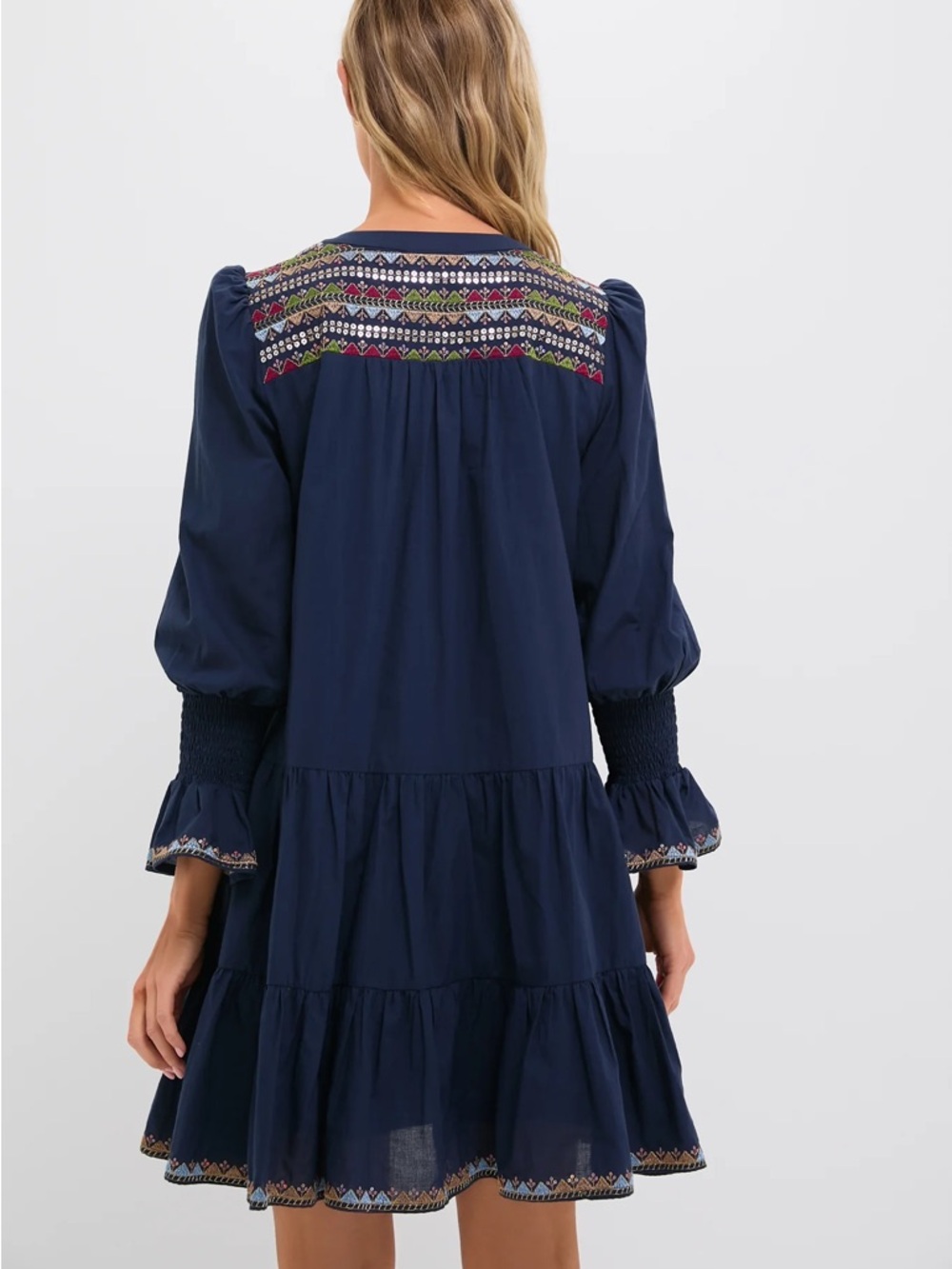 Tuckernuck Pomander Place Navy Embroidered Sequin Kenzo Swing Dress Size XXL - Picture 2 of 11